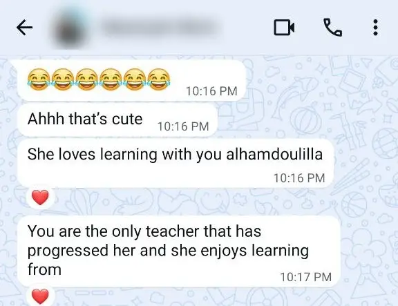 Parent feedback WhatsApp screenshot WP-01