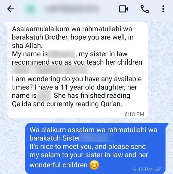 Parent feedback WhatsApp screenshot WP-02